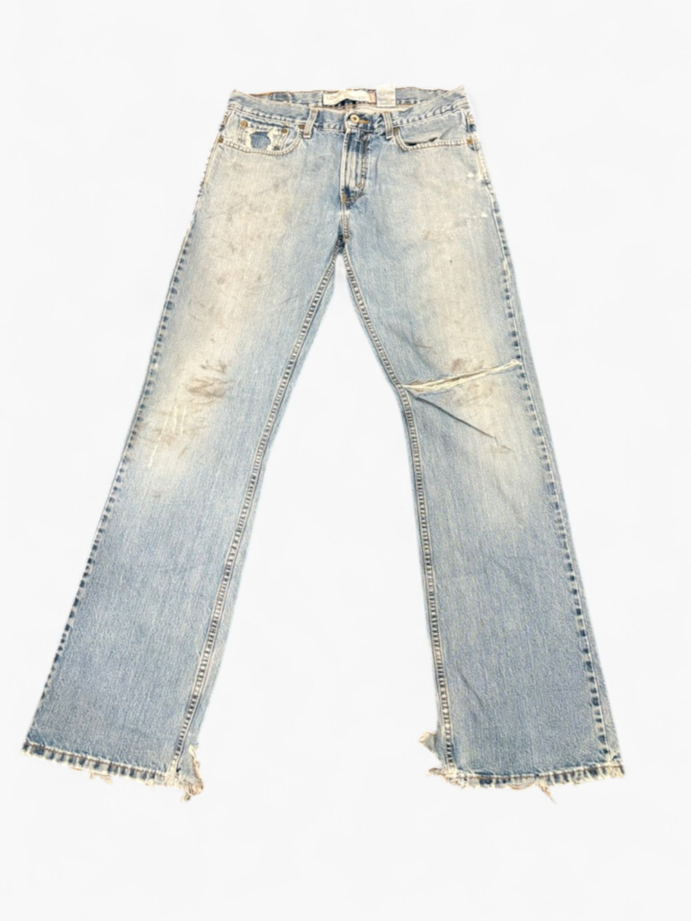 VTG 2004 Levi's 527 Lowrise Bootcut Distressed Jeans Frayed Light Wash 32x34